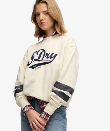 Varsity Script Loose Crew Sweatshirt Image 2