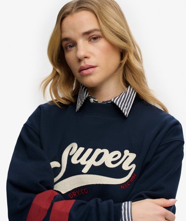 Varsity Script Loose Crew Sweatshirt Image 4