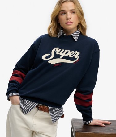 Varsity Script Loose Crew Sweatshirt Image 2