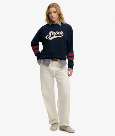 Varsity Script Loose Crew Sweatshirt Image 3