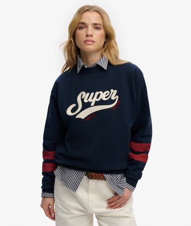 Varsity Script Loose Crew Sweatshirt Image 1
