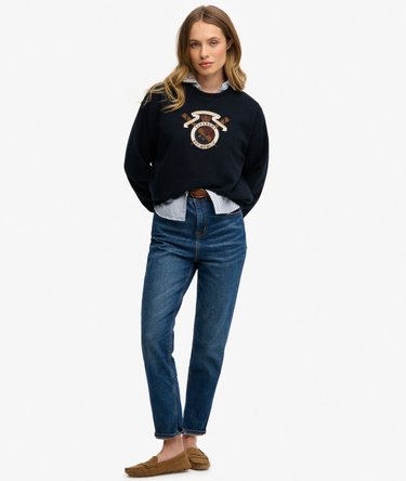 Crest Loose Crew Sweatshirt Image 3