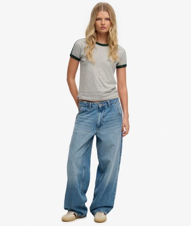 Kuvioitu kontrastireunainen Athletic Essentials-t-paita Image 3