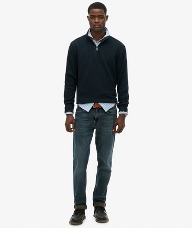 Maglione a coste con mezza zip Image 3