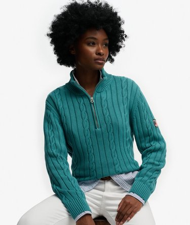 Slouchy Cable Half Zip Jumper Image 2