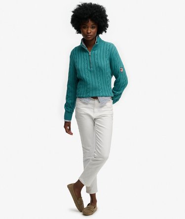 Slouchy Cable Half Zip Jumper Image 3