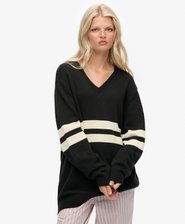 Oversized Striped V-Neck Jumper