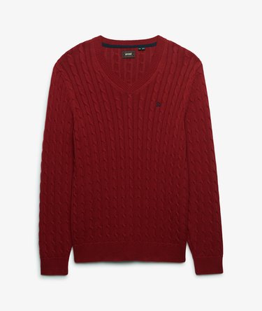 Oversized V Neck Cable Jumper Image 1