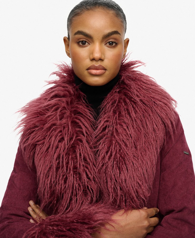 womens Long Afghan Coat in Berry Jam Purple | Superdry US