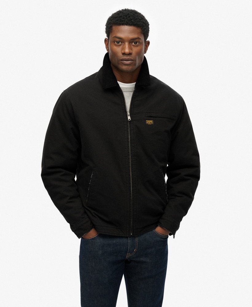 mens Cotton Canvas Barn Jacket in JET BLACK | Superdry US
