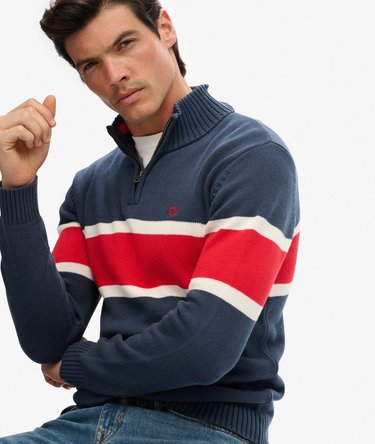 Cotton Stripe Half Zip Knit Image 2