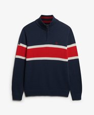 Cotton Stripe Half Zip Knit