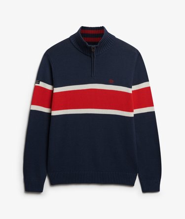 Cotton Stripe Half Zip Knit Image 1