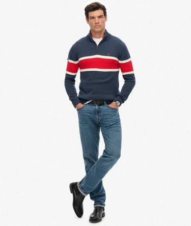 Cotton Stripe Half Zip Knit Image 3