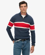 Cotton Stripe Half Zip Knit