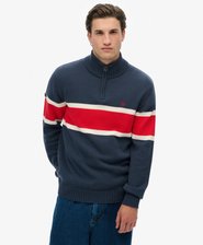 Tricot en coton &agrave; rayures avec demi-fermeture &eacute;clair