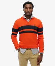 Cotton Stripe Half Zip Knit