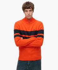 Tricot en coton &agrave; rayures avec demi-fermeture &eacute;clair