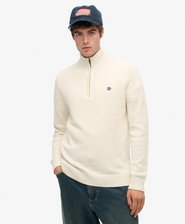 Pull en maille &agrave; demi-zip en coton