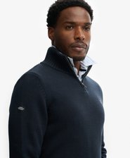 Pull en maille &agrave; demi-zip en coton