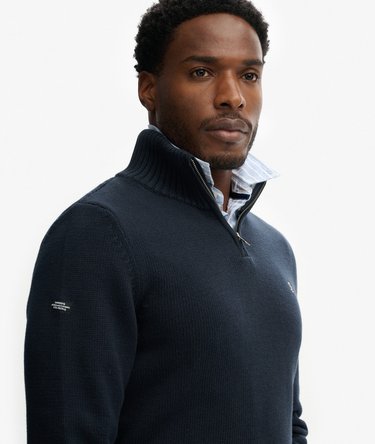 Cotton Half Zip Knit Jumper Image 2