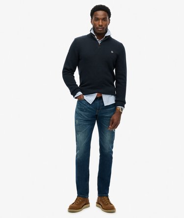 Cotton Half Zip Knit Jumper Image 3