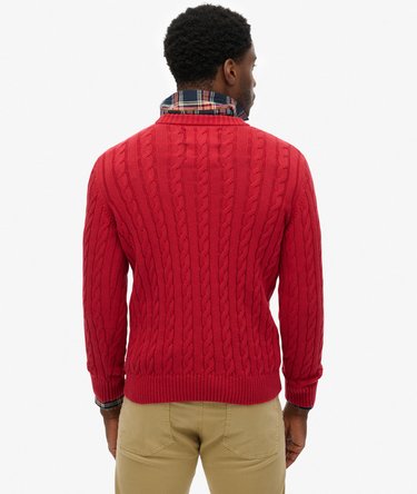 Cotton Cable Knit Crew Jumper Image 5