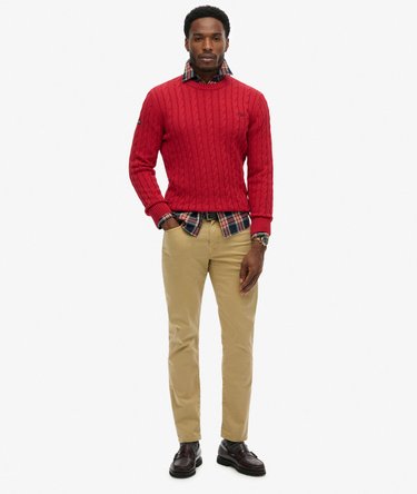Cotton Cable Knit Crew Jumper Image 3