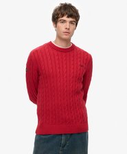 Pull &agrave; col rond en maille torsad&eacute;e de coton