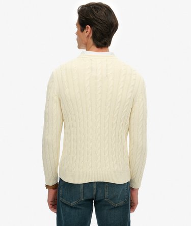 Cotton Cable Strikket Crewneck Sweater Image 5