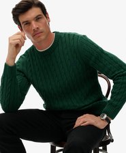 Cotton Cable Knit Crew Jumper