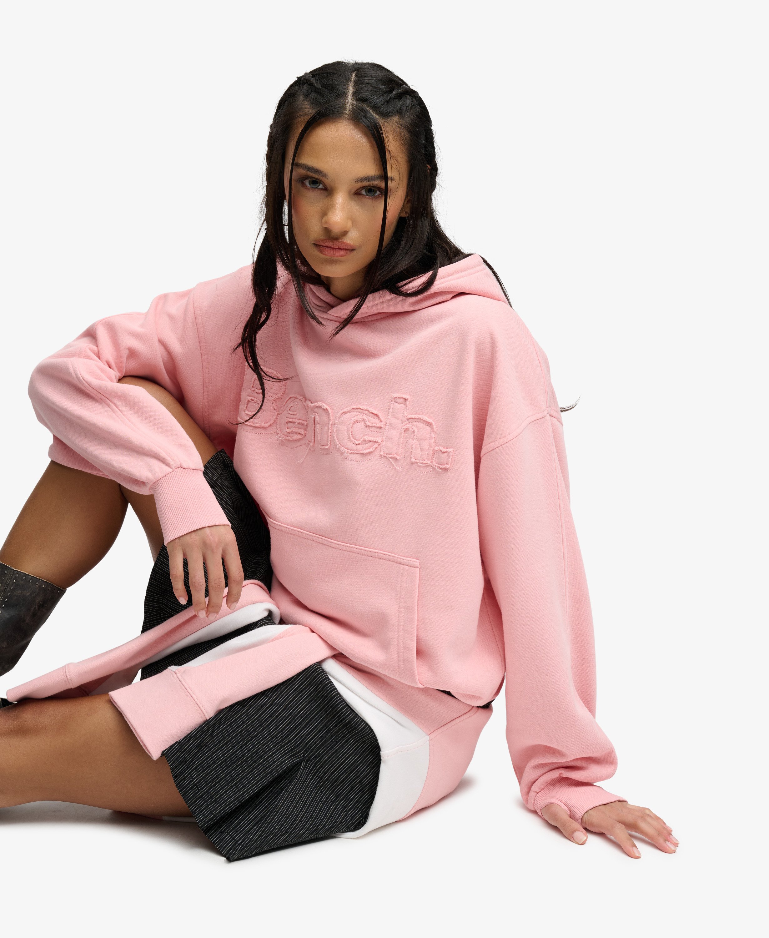 womens Bench Oversized Applique Hoodie in Bench Pink | Superdry US
