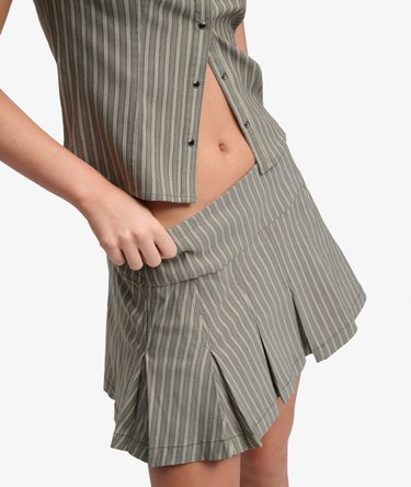 Bench Logo Pleated Stripe Mini Skirt Image 3