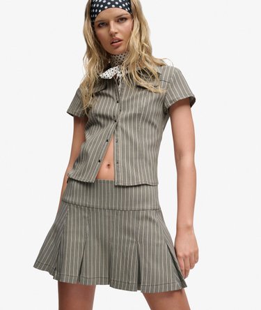 Bench Logo Pleated Stripe Mini Skirt Image 2