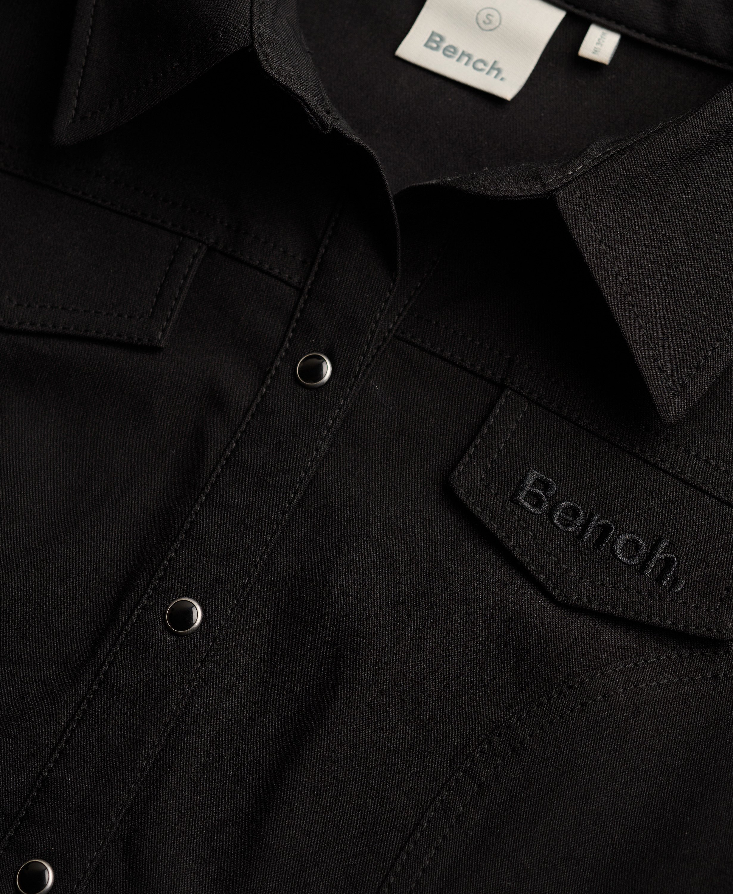 womens Bench Fitted Stretch Short Sleeve Shirt in Black/ Black ...
