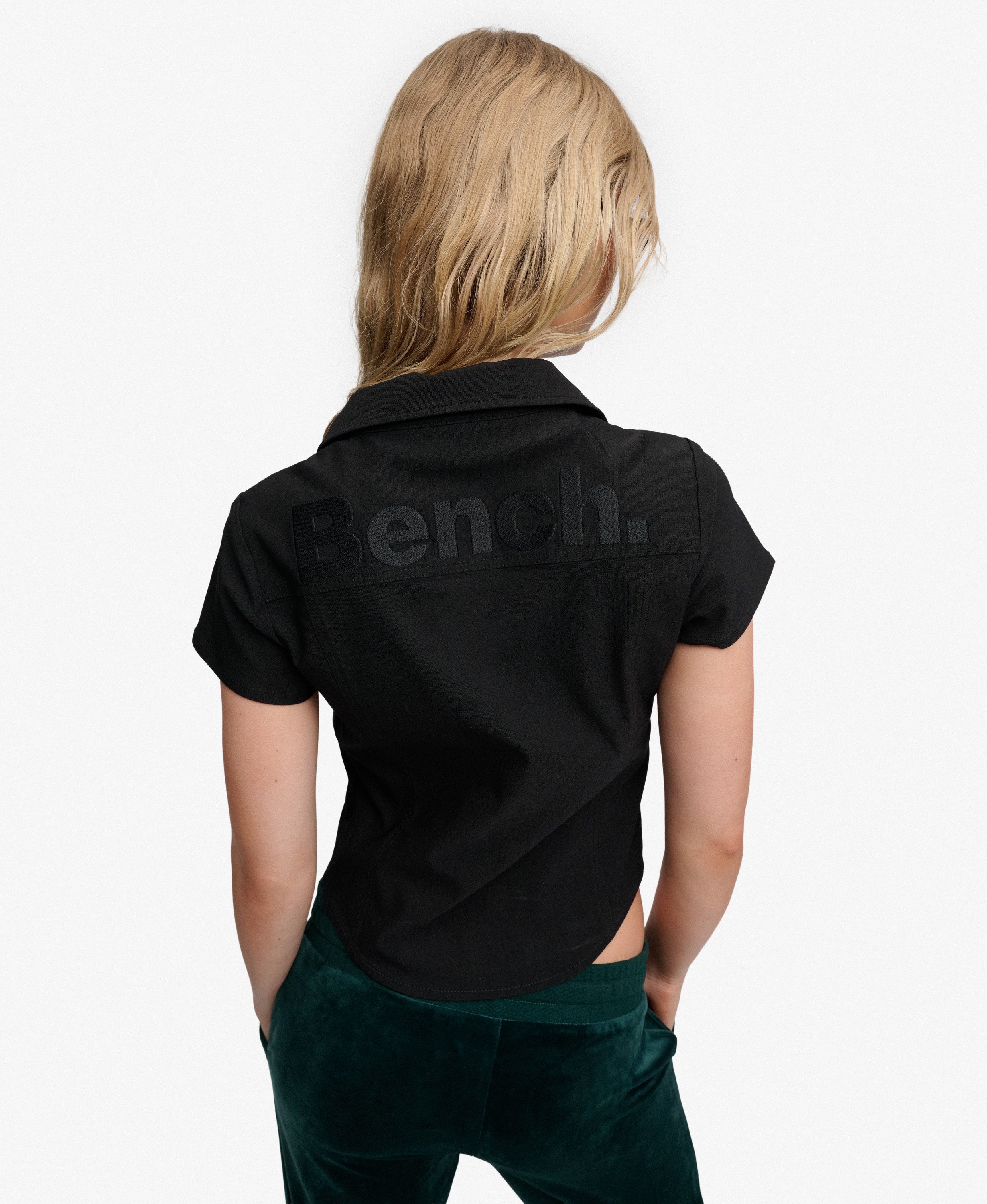 womens Bench Fitted Stretch Short Sleeve Shirt in Black/ Black ...