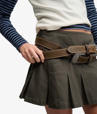 Bench Logo Pleated Twill Mini Skirt Image 4