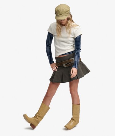 Bench Logo Pleated Twill Mini Skirt Image 3