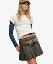 Bench Logo Pleated Twill Mini Skirt