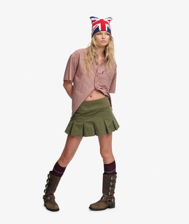 Bench Logo Pleated Peached Mini Skirt Image 3