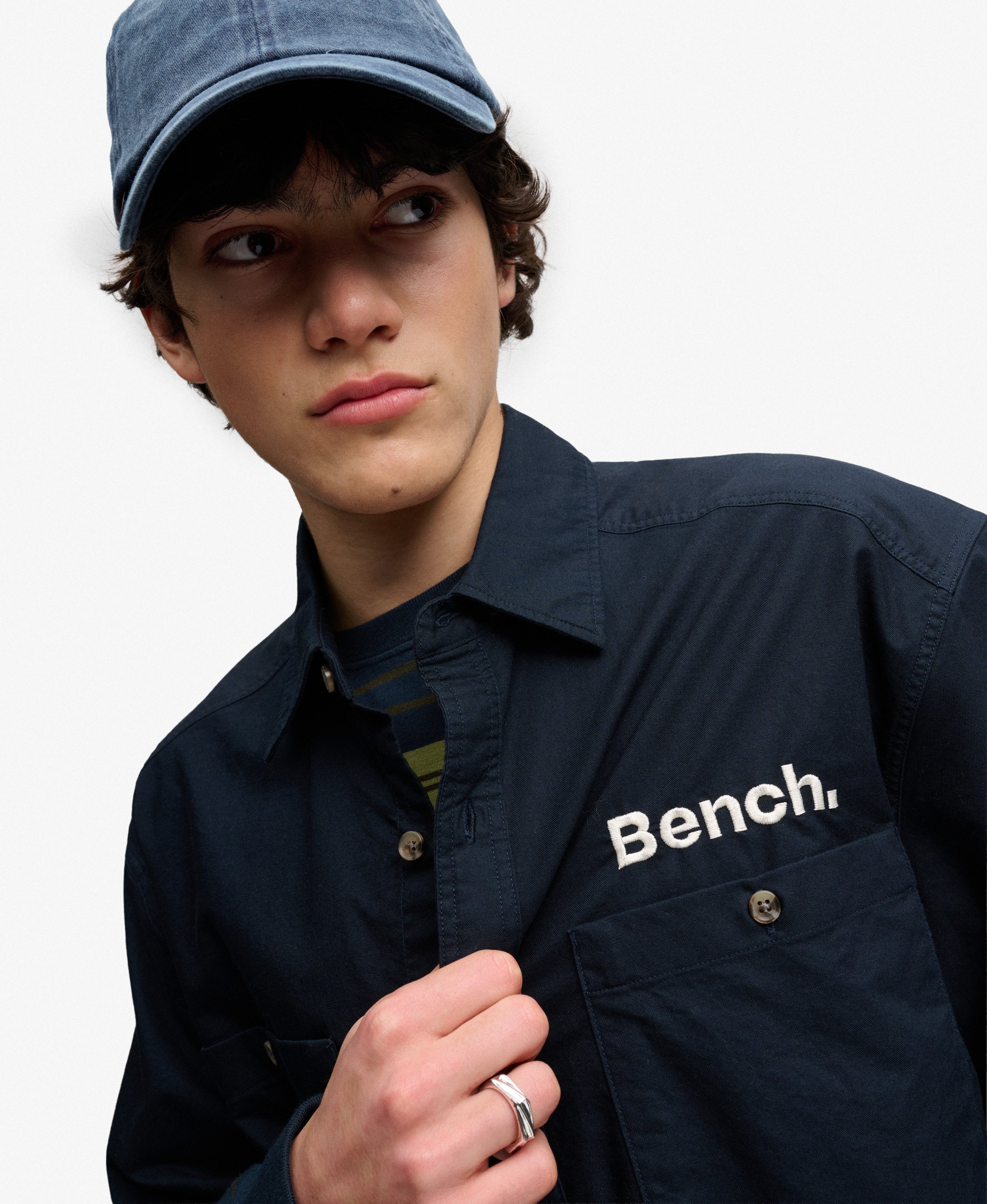 mens Bench Mechanic Short Sleeve Boxy Shirt in Eclipse Navy | Superdry UK