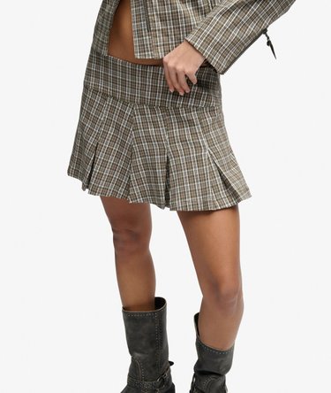 Bench Logo Pleated Check Mini Skirt Image 1
