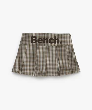 Bench Logo Pleated Check Mini Skirt Image 6