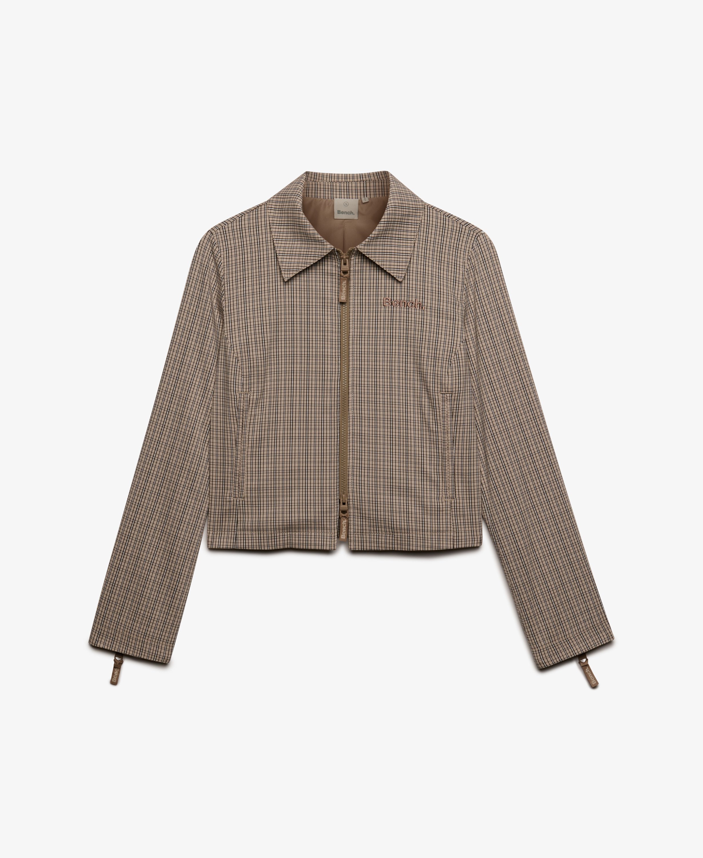 womens Bench Double Zip Collared Check Jacket in Light Moody Check