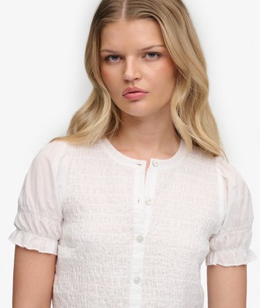 Short Sleeve Smocked Top Image 4