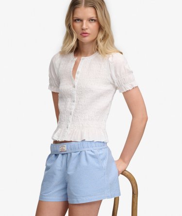 Short Sleeve Smocked Top Image 2