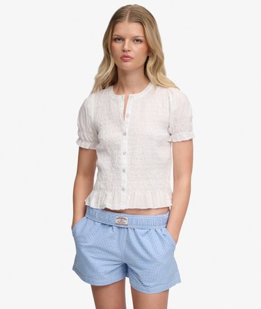 Short Sleeve Smocked Top Image 1