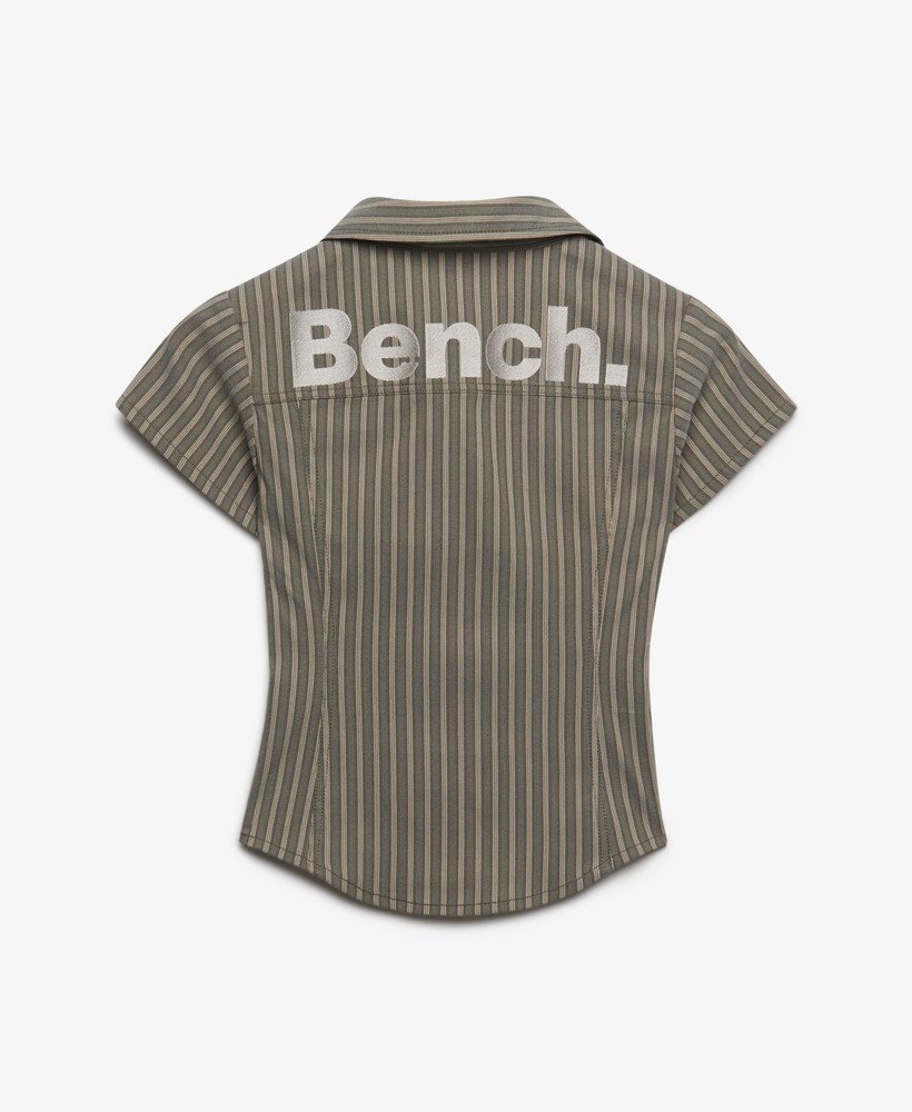 womens Bench Fitted Stripe Short Sleeve Shirt in Dune Stripe/ Moonbeam ...
