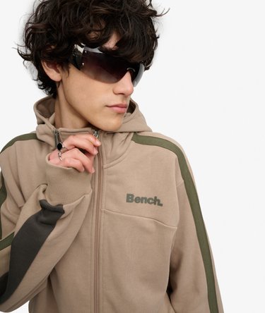 Bench Double Zip Hooded Stripe Sweatshirt Image 1