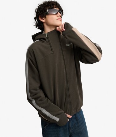 Bench Double Zip Hooded Stripe Sweatshirt Image 1